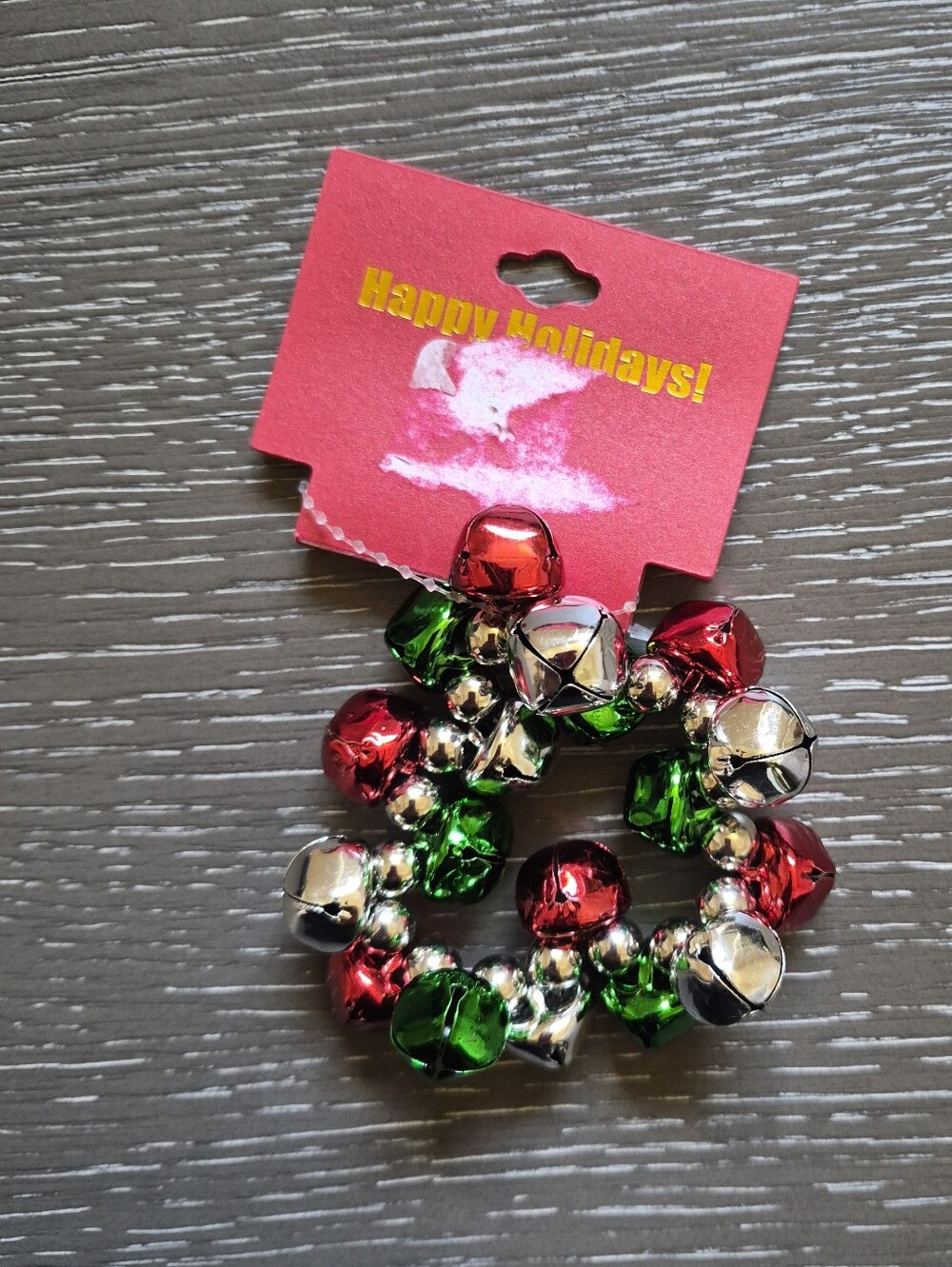 Festive Jingle Bell Stretch Bracelet - Red, Green & Silver